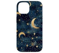 Aesthetic Celestial Magic Moons And Stars Blue Pattern Art Case for iPhone 14
