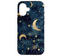 Aesthetic Celestial Magic Moons And Stars Blue Pattern Art Case for iPhone 16