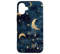 Aesthetic Celestial Magic Moons And Stars Blue Pattern Art Case for iPhone 16 Plus