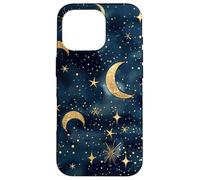 Aesthetic Celestial Magic Moons And Stars Blue Pattern Art Case for iPhone 16 Pro
