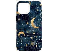 Aesthetic Celestial Magic Moons And Stars Blue Pattern Art Case for iPhone 16 Pro Max