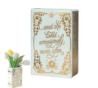 Aesthetic Ceramic Book Vase - Vintage Book Shaped Vase, Multi-Purpose Rectangular Book Vase, Ceramic Book Vase For Flowers, White Book Flower Vase For Dining Room, Flower Store 10.5x15.3x5.3cm