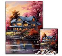 Aesthetic Cherry House 1000 Pieces Puzzles for Adults Wooden Jigsaw Puzzles for Adults Perfect Home Or Office Decor Ideal 1000 PCS(75x50cm)