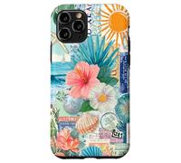 Aesthetic Coastal Summer Collage With Hibiscus Beach Style Case for iPhone 11 Pro