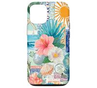 Aesthetic Coastal Summer Collage With Hibiscus Beach Style Case for iPhone 12/12 Pro