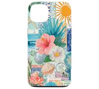 Aesthetic Coastal Summer Collage With Hibiscus Beach Style Case for iPhone 13
