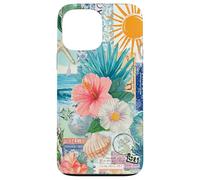 Aesthetic Coastal Summer Collage With Hibiscus Beach Style Case for iPhone 13 Pro Max