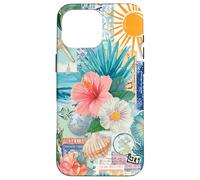 Aesthetic Coastal Summer Collage With Hibiscus Beach Style Case for iPhone 16 Pro Max