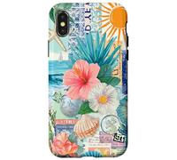 Aesthetic Coastal Summer Collage With Hibiscus Beach Style Case for iPhone X/XS