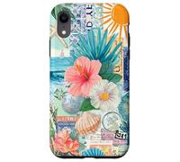 Aesthetic Coastal Summer Collage With Hibiscus Beach Style Case for iPhone XR
