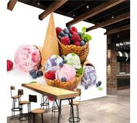 Aesthetic Colourful Orb Ice Cream Cone Food 3D Wallpaper Textured Silk Easy Install Living Room Sofa Bedroom Dining Room Home Decoration Wall-350cm×256cm