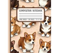 Aesthetic Corgi Puppies Composition Notebook - 7.5" x 9.25", 120 Wide Ruled Pages, Paperback, Matte Finish - Decorative Writing Journal for School, ... Teachers, Writers, and Everyday Note-Taking
