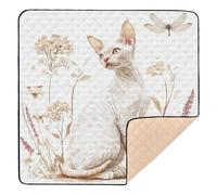 Aesthetic Cornish Rex Cats White Soft Padded Baby Playmat for Floor Non-Toxic Activity Gym Mat for Baby Toddler Infant, 50'' x 50''