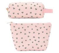 Aesthetic Cosmetic Bag Travel Makeup Set Corduroy Make Up Purse with Zipper Pencil Pouches Small Makeup Pouches Travel Cosmetic Set