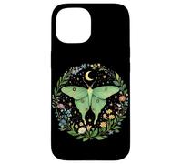 Aesthetic Cottagecore Butterfly Floral Luna Moth Witchy Moon Case for iPhone 15