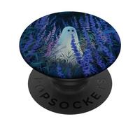 Aesthetic Cottagecore Lavender Halloween Ghost PopSocket Cell Phone Grip Stand - Purple