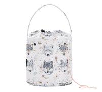 Aesthetic Cute Wolfs Yarn Storage Crochet Hook Bag with Holes Travel Storage for Knitting Tool Crochet Backpack