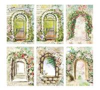 Aesthetic Decorative Craft Supplies, Vintage Castle Door Window Scrapbook Paper for Junk Journal Supplies, Scrapbooking Material Paper for Journaling Supplies