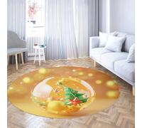 Aesthetic Design Round Washable Rug 140cm Green Leaf Sphere Pattern Print Non Slip Large Circle Carpet for Study Room Dining Room Decor