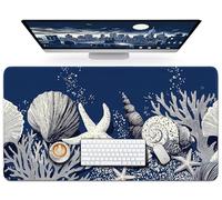 Aesthetic Desk Mat, Cute Coral Silence Desk Pad Protector for Work & Decor, 35.4" x 15.7", Pretty Non-Slip Extended Mouse Pad for Office or Home