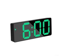 Aesthetic Digital Alarm Clock Designed as a Makeup Mirror Incorporates Temperature Readout & Soft Lighting Options (green)