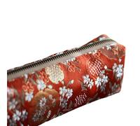 Aesthetic Fabric Pen Storage Bag Floral Embroidery Pencil Pouches Cotton Linen Pencil Case for Artists Writers Students Retro Oriental Pen Organiser