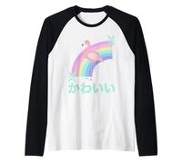 Aesthetic Flamingo and Pastel Rainbow Ugly Christmas Kawaii Raglan Baseball Tee