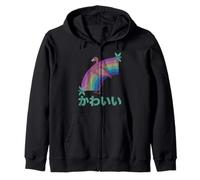 Aesthetic Flamingo and Pastel Rainbow Ugly Christmas Kawaii Zip Hoodie