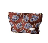 Aesthetic Floral Patterned Canvas Toiletry Bag with Large Capacity Makeup Pouches Cosmetic Case for Easy Access Makeup Bag