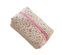 Aesthetic Floral Patterned Cotton Toiletry Bag with Large Capacity Makeup Pouches Cosmetic Case for Easy Access Soft Cotton Makeup Holder