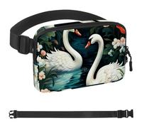 Aesthetic Flower Swan-498 Unisex Style Fanny Pack: Fashion Waist Packs, Crossbody Bags Sport Slim Fashionable for Jogging Hiking Hiker Woman Man, Multicolor, 1.5x9.0x5.9in/4x23x15cm