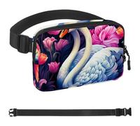 Aesthetic Flower Swan-500 Belt Bag for Men and Women Fanny Pack,Belt Bag with Adjustable Strap,Fashion Crossbody Everywhere Belt Bag for Travel Outdoors Running Hiking, Multicolor,