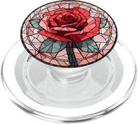Aesthetic Flowers Rose Beautiful Stained Glass PopSockets PopGrip for MagSafe