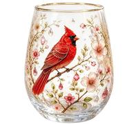 Aesthetic Glass Embossed Tea Cup Bees and Birds 14 fl oz | Elegant Glassware Golden Edge Hot Chocolate Milk Cold Drinks Home Kitchen Party Mom Wife Girlfriend