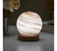 Aesthetic Glass Planet Night Light - 3 Light Modes 12cm Starry Sky Effect Neon Lamp USB Powered Thoughtful Gift for Her/Him Nighttime Decorative Table Lamp for Kids' Rooms