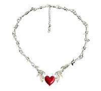 Aesthetic Goth Devil Heart Barbed Wire Choker Necklace Punk Hip Hop Y2K Vampire Little Thorns Chain Choker Gift