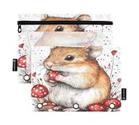 Aesthetic Hamster Mouse White Home Management Binder with Clear Window Large Pencil Bags Clear Window & Grommets Pocket folders for 3 School Class Office Organizers Multicolored 2 PCS