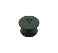 Aesthetic Heart Line Drawing Simple Sketch Sage Green PopSockets Adhesive PopGrip