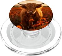 Aesthetic Highland Cow Sunset Sunflower Country Farm Western PopSockets PopGrip for MagSafe