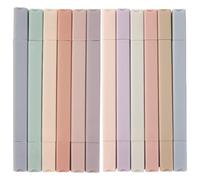 Aesthetic Highlighters, 12PCS No Bleed Dry Fast Dual Tip Pastel Highlighters with Square Stick for Office Back to School Supplies