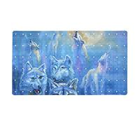 Aesthetic Howling Wolf Moon Pattern Bath Mats for Tub Non-Slip, Rectangular Bathtub Mat, Shower Mat with Suction Cups, Machine Washable Bathroom Mat- 15.7 x 27.9 in