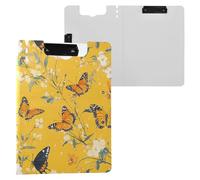 Aesthetic Hylobatidae Yellow Folding Clipboard Double Metal Clips Pen Holder Clip Board with Hard Cover Clipboard Padfolio Coaching Trade Quest