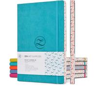 Aesthetic Large B5 Dotted Journal - Enjoy Bullet Journaling with a Soft Cover 7x10 inch, Non-Bleed Thick 120gsm Paper with Japanese Edge Motif - Turquoise Faux Leather Lay Flat Dot Notebook