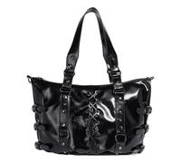 Aesthetic Large Capacity Motorcycle Shoulder Bag PU Leather Punk Rivets Crosses Bandage Ties Underarm Handbag For Ladies Commuters Shoulder Bag