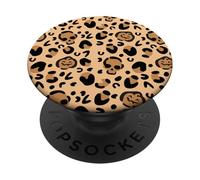 Aesthetic Leopard Skin Pattern With Skull And Pumpkin Fall PopSockets Adhesive PopGrip