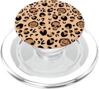 Aesthetic Leopard Skin Pattern With Skull And Pumpkin Fall PopSockets PopGrip for MagSafe