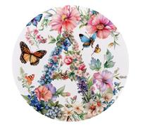 Aesthetic Letter a with Flowers Butterflies Watercolor Pattern Round Mouse Pad, Mousepad with Non-Slip Rubber Base, Computer Gaming Pads for Wireless Mouse, Easy Gliding