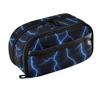 Aesthetic Lightning Blue Pencil Case for College Students, Water-Repellent