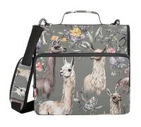 Aesthetic Llama Grey 1.5 Inch 3 Ringing Binder with Zipper with Shoulder Strap Waterproof School Supplies Organizer for Middle School