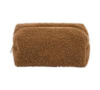 Aesthetic Makeup Bag - Plush Makeup Bag Cosmetic Bags Soft Fabric Texture Beauty Bag with Wide Open Storage Cosmetic Bag for Beauty Accessories Cosmetic Organizer, coffee, Siehe Beschreibung, See